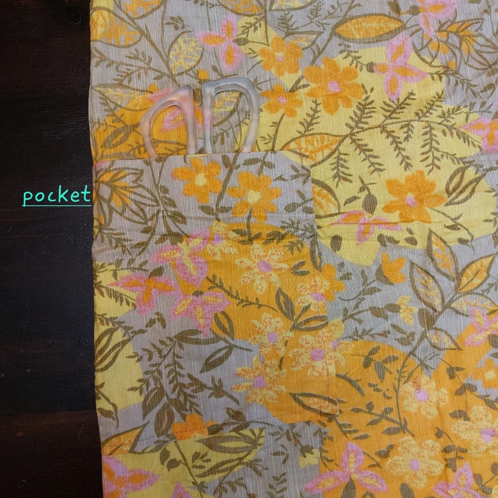 Vintage Handmade Orange, Pink, Tan, Yellow Floral Dress, size medium - Picture 7 of 8